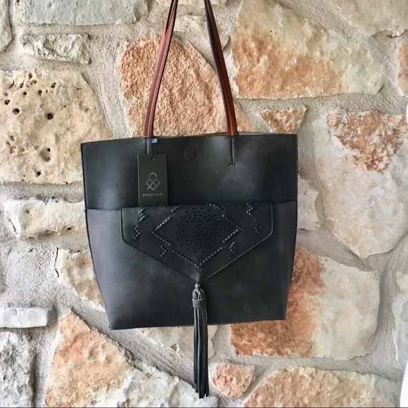 New! Anthropologie Tote and Clutch Combo in Black - Picture 2 of 6